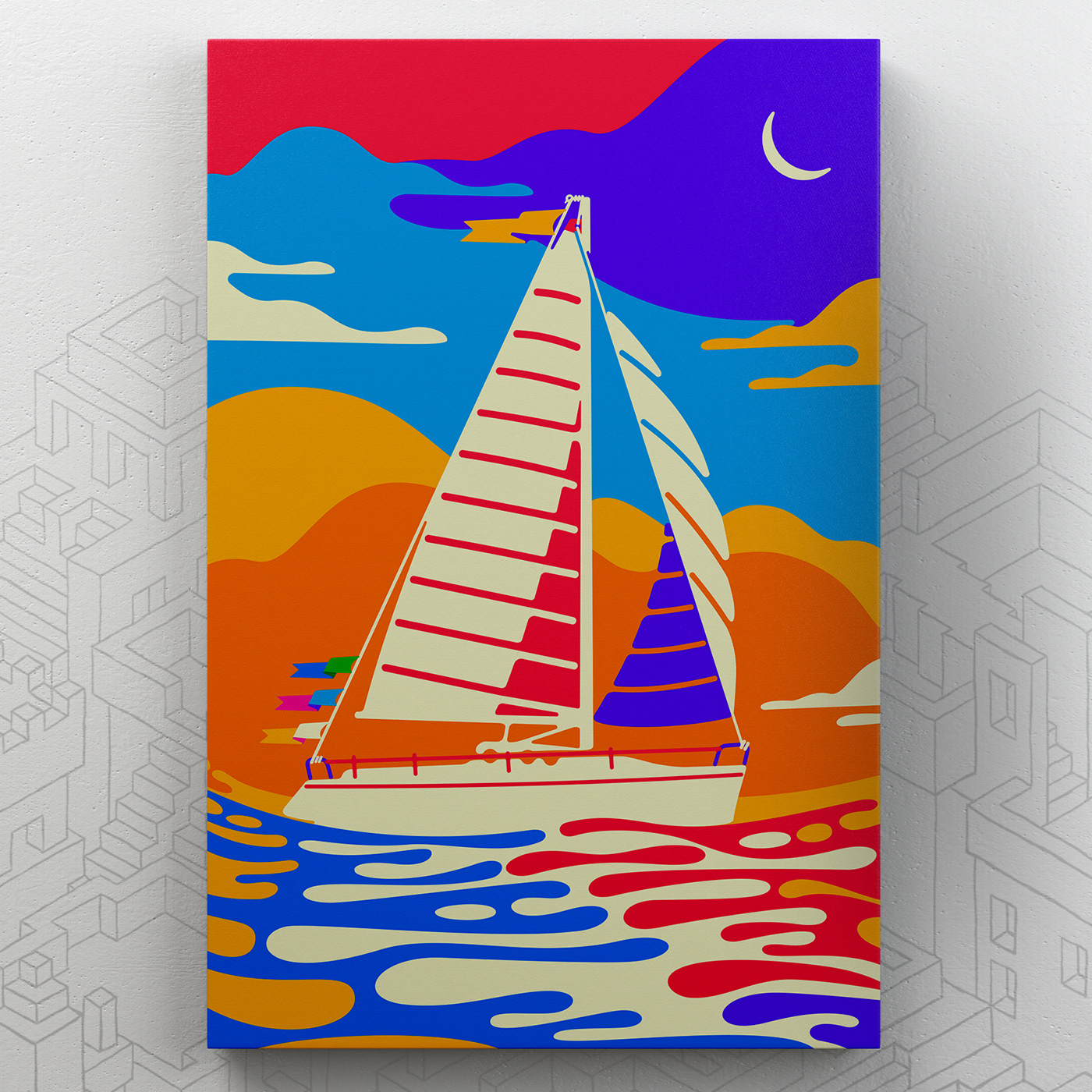 Barlovento canvasprint color ILLUSTRATION  navegar notepad oceano profundidad velero
