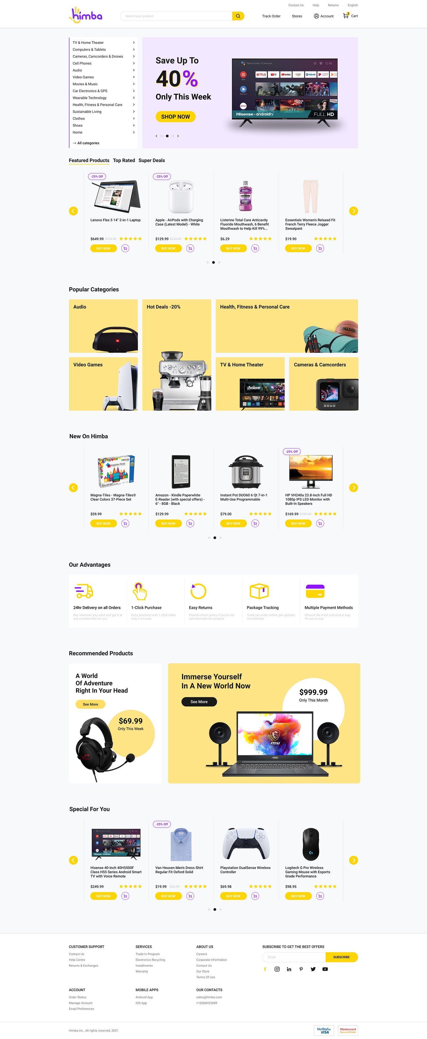 electronics ecommerce UX homepage design in Figma