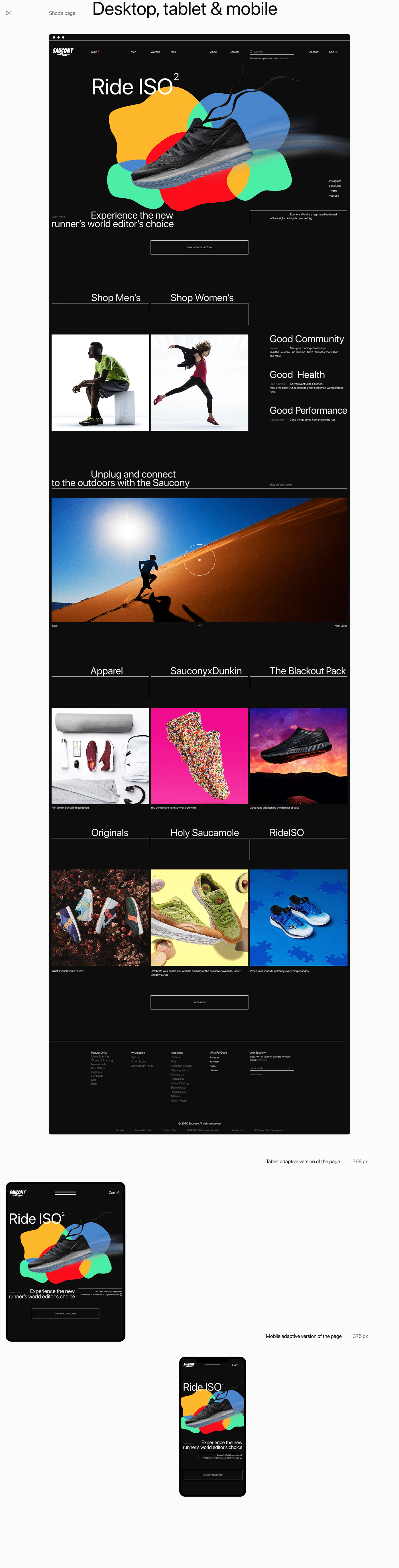 clean e-commerce interaction Minimalism redesign saucony sneakers store ux/ui Webdesign