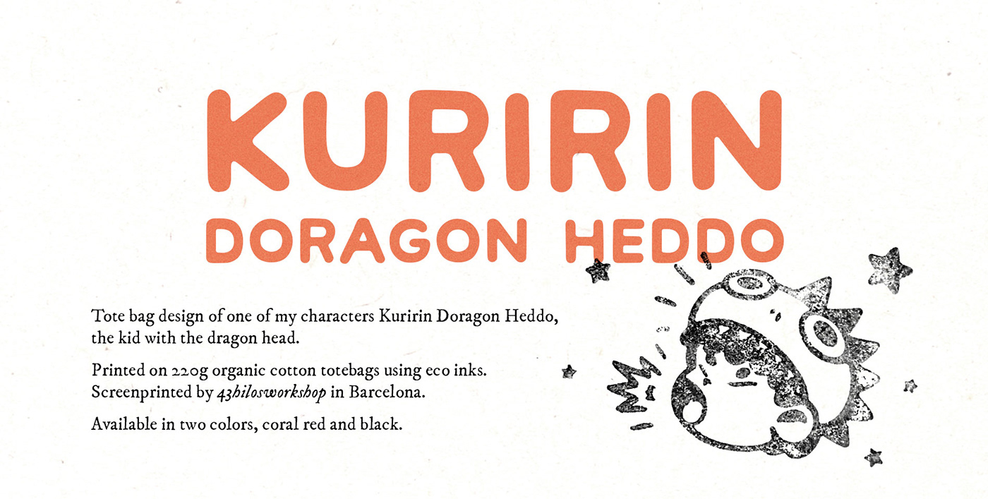 kawaii cute screenprint original character children illustration dragon Tote Bag