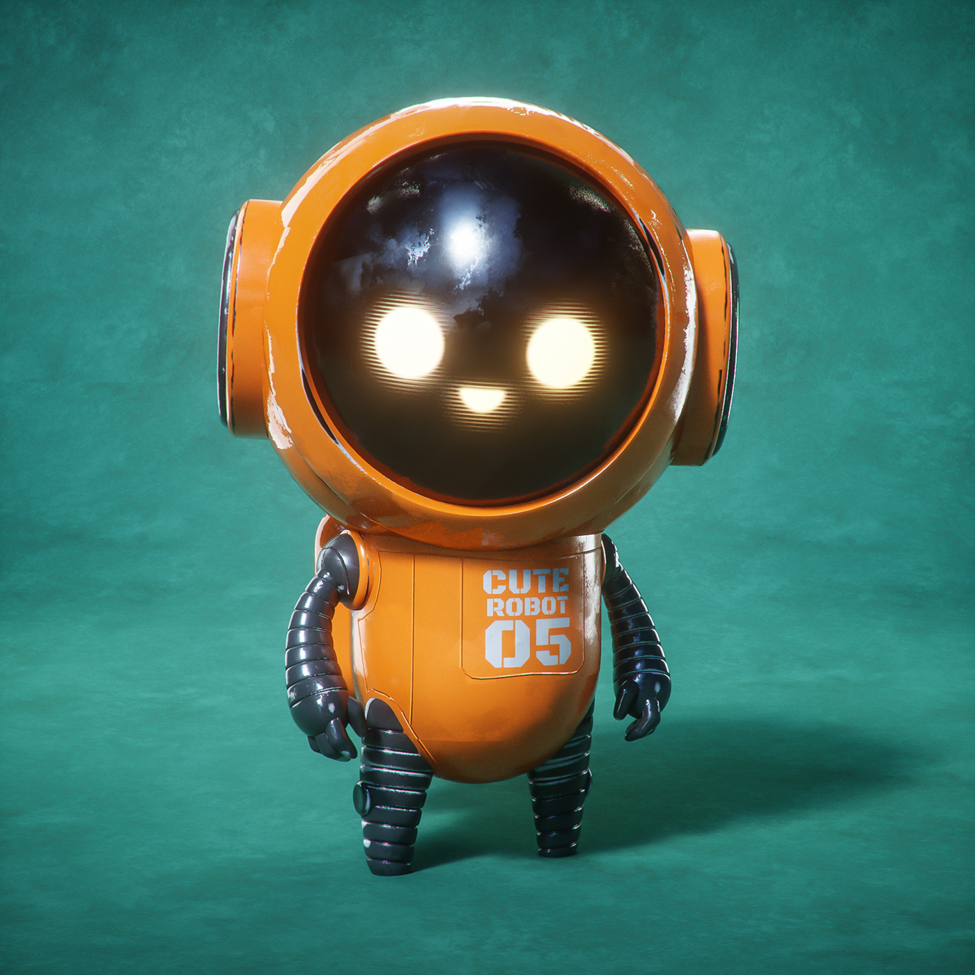 cute halawany robot 3D art c4d cartoon characters design game