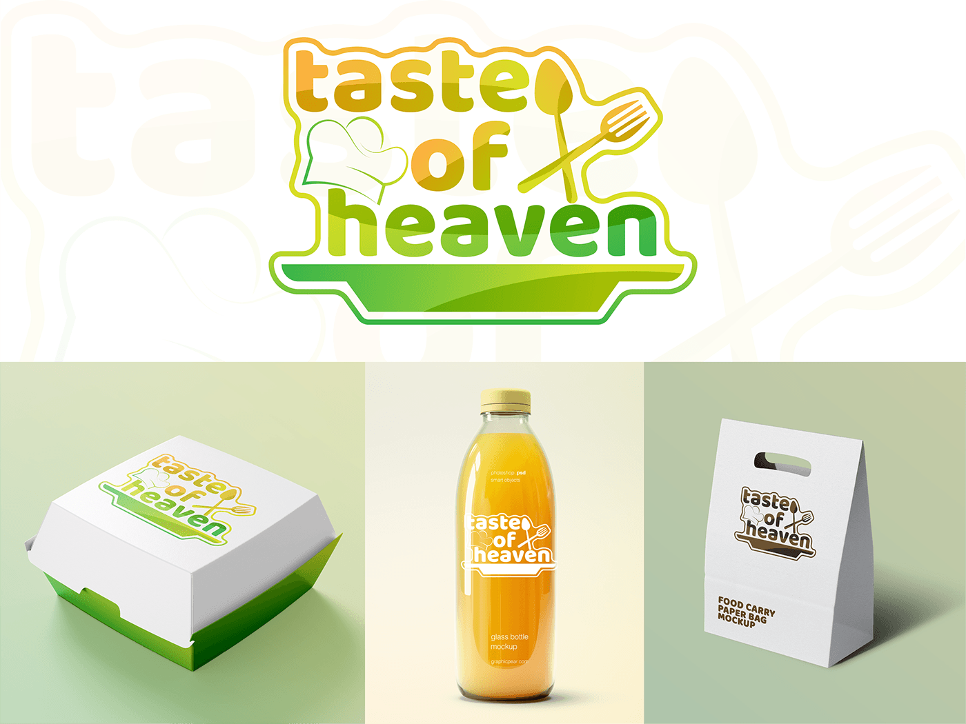 Taste of heaven logo brand identity Logo Design visual identity branding  pixclution vector restaurant presentation