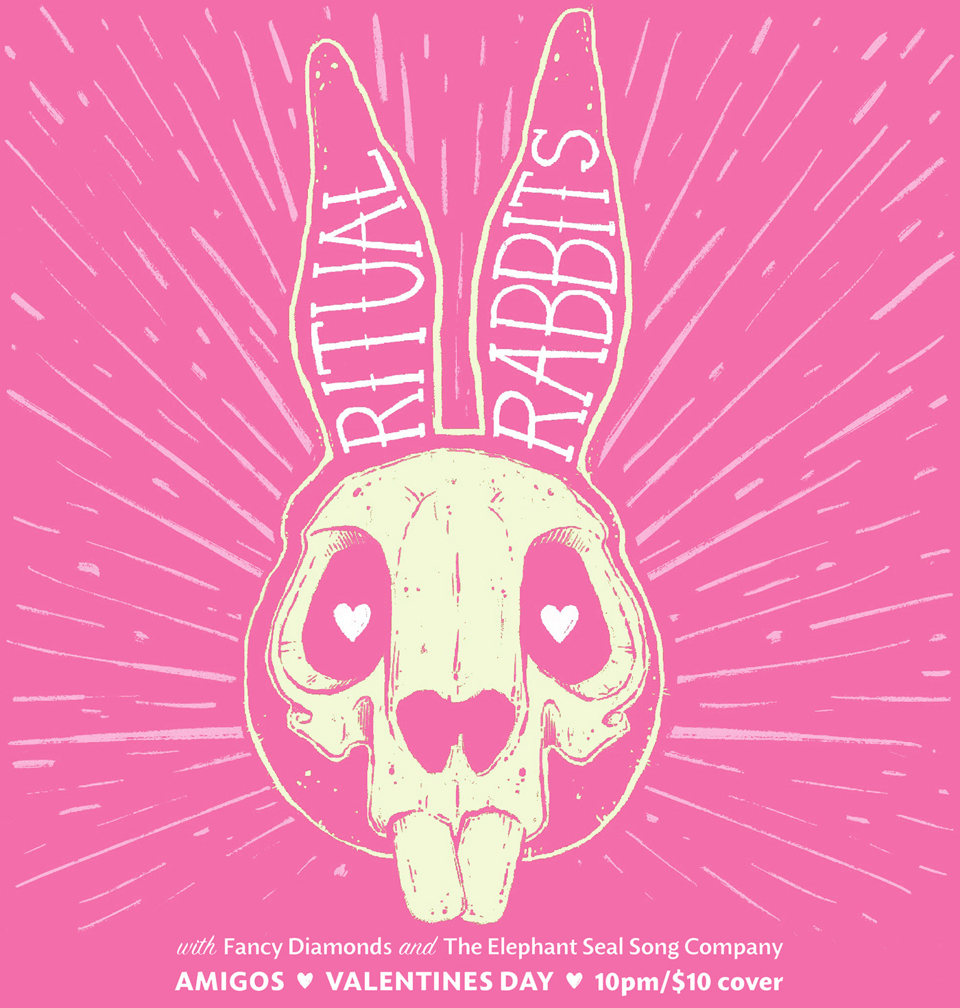 band music poster rabbit saskatoon screen printing skull t-shirt valentine yxe
