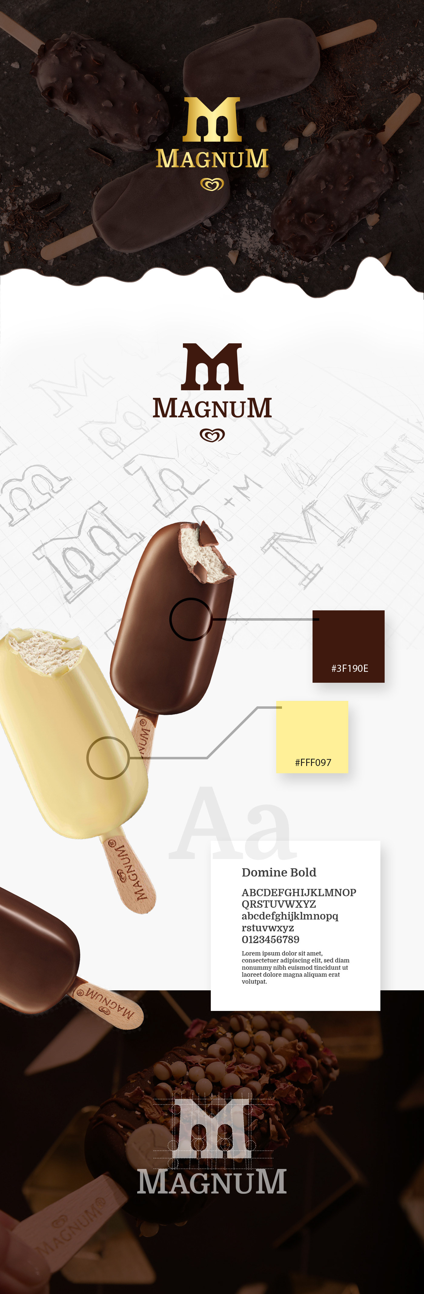 magnum rebranding RESTYLING brand graphicdesign icecream Logo Design UX UI app icon Website