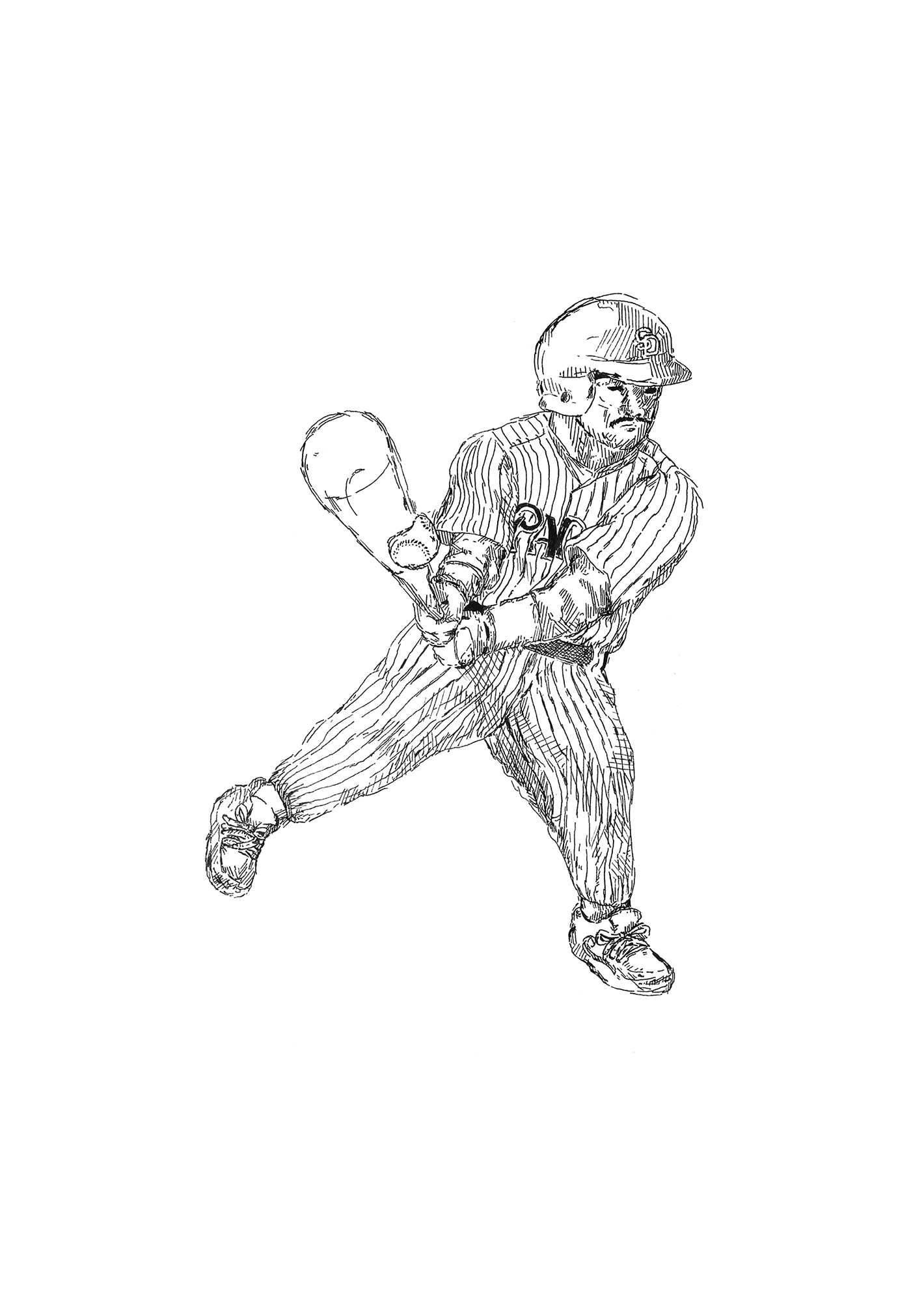 baseball Digital Art  Drawing  ILLUSTRATION  ink padres San Diego sketch sports