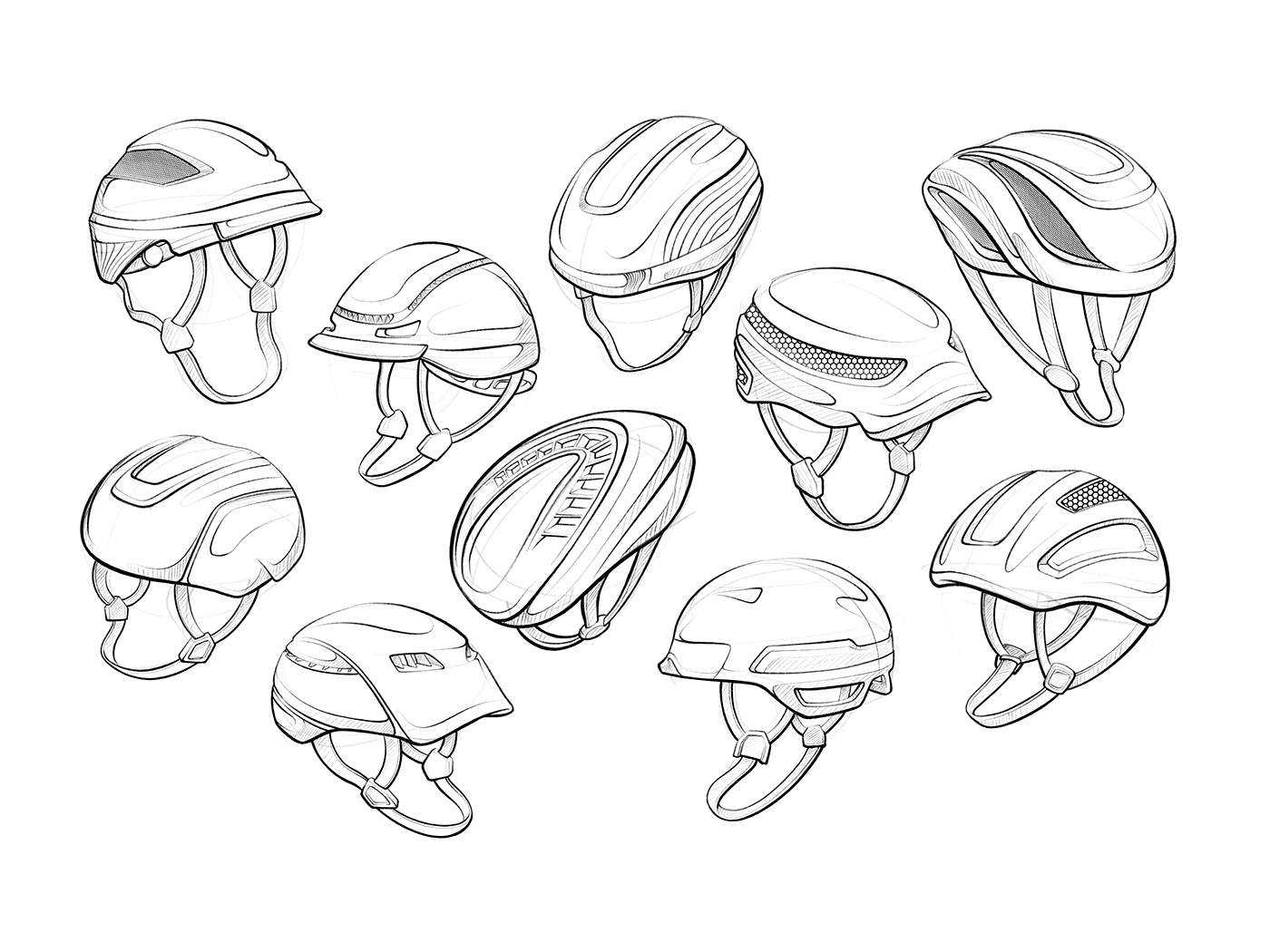 helmet design industrial design  industrial design studio rendering sketching