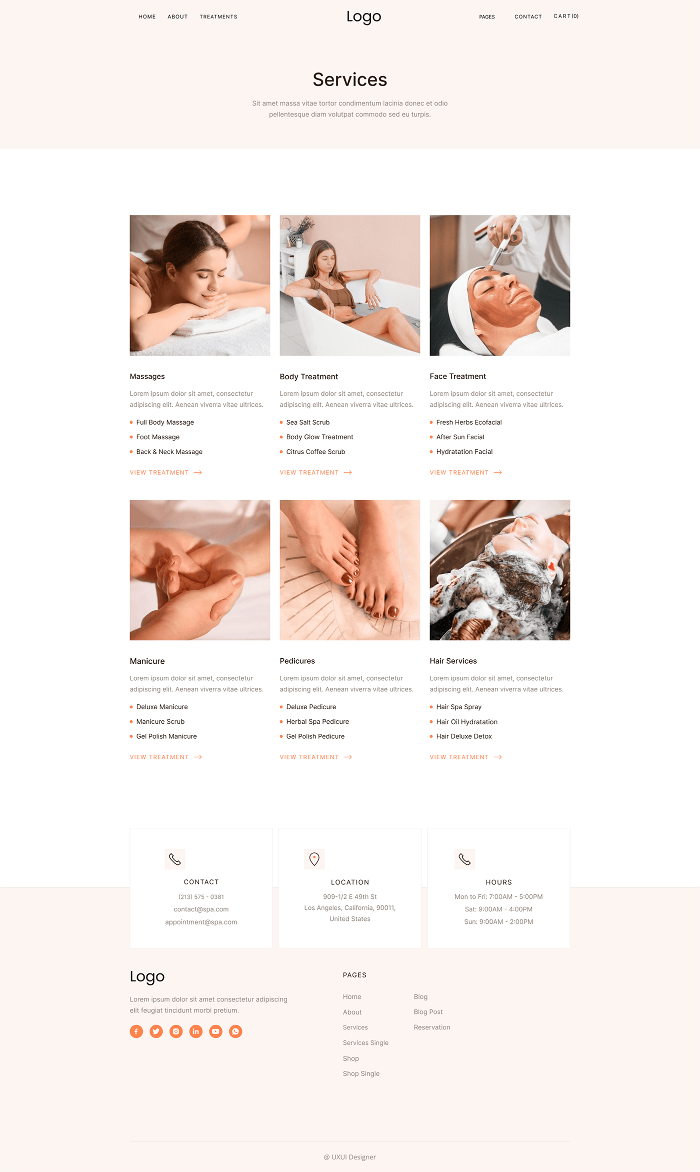 Spa beauty salon beauty salon massage therapy UI/UX Web Design  Website Health