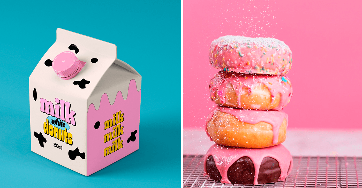 brand identity branding  design Donuts foodpackaging   milk Packaging packaging design product sweet