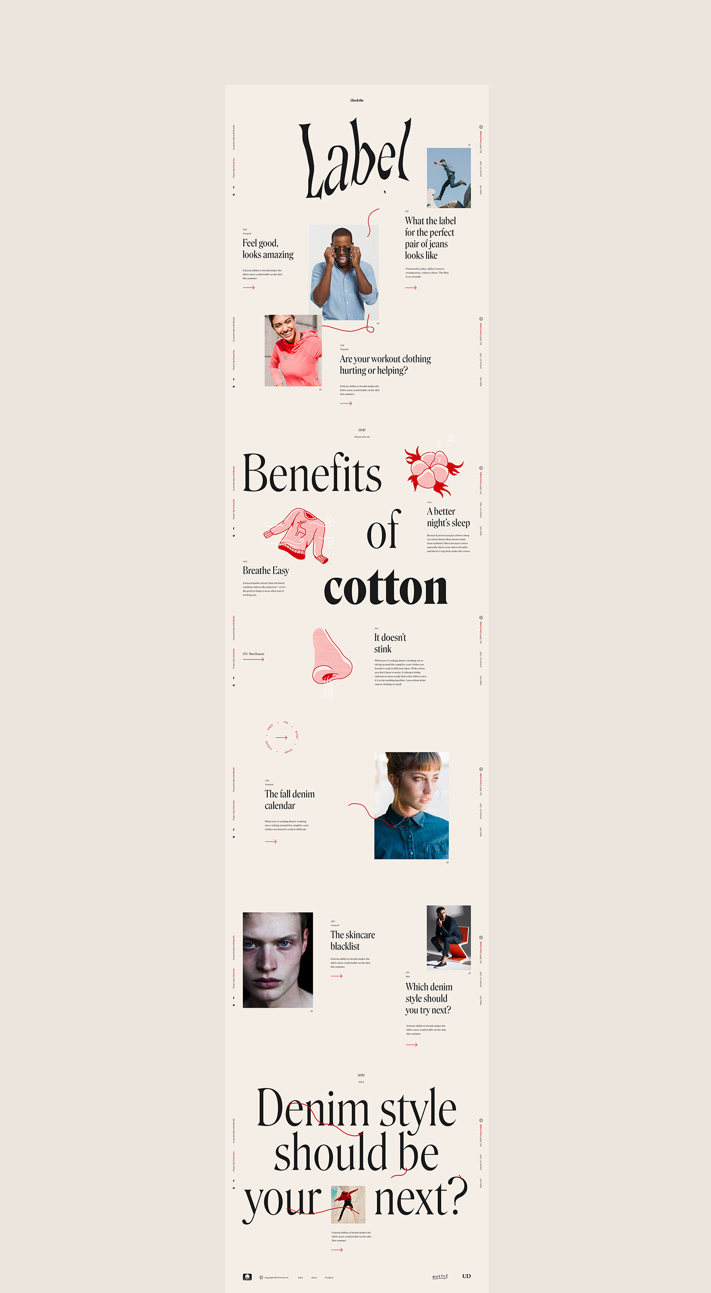 Website cotton Blog Clothing Fashion  lifestyle editorial Layout type font