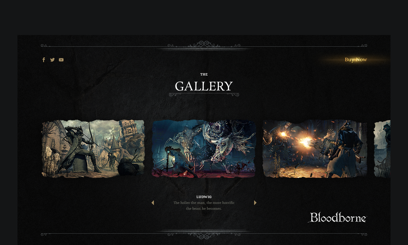 Bloodborne playstation 4 FromSoftware Sony Web Website Webdesign Layout inspire hunter nightmare yharnam beast blood hellowiktor