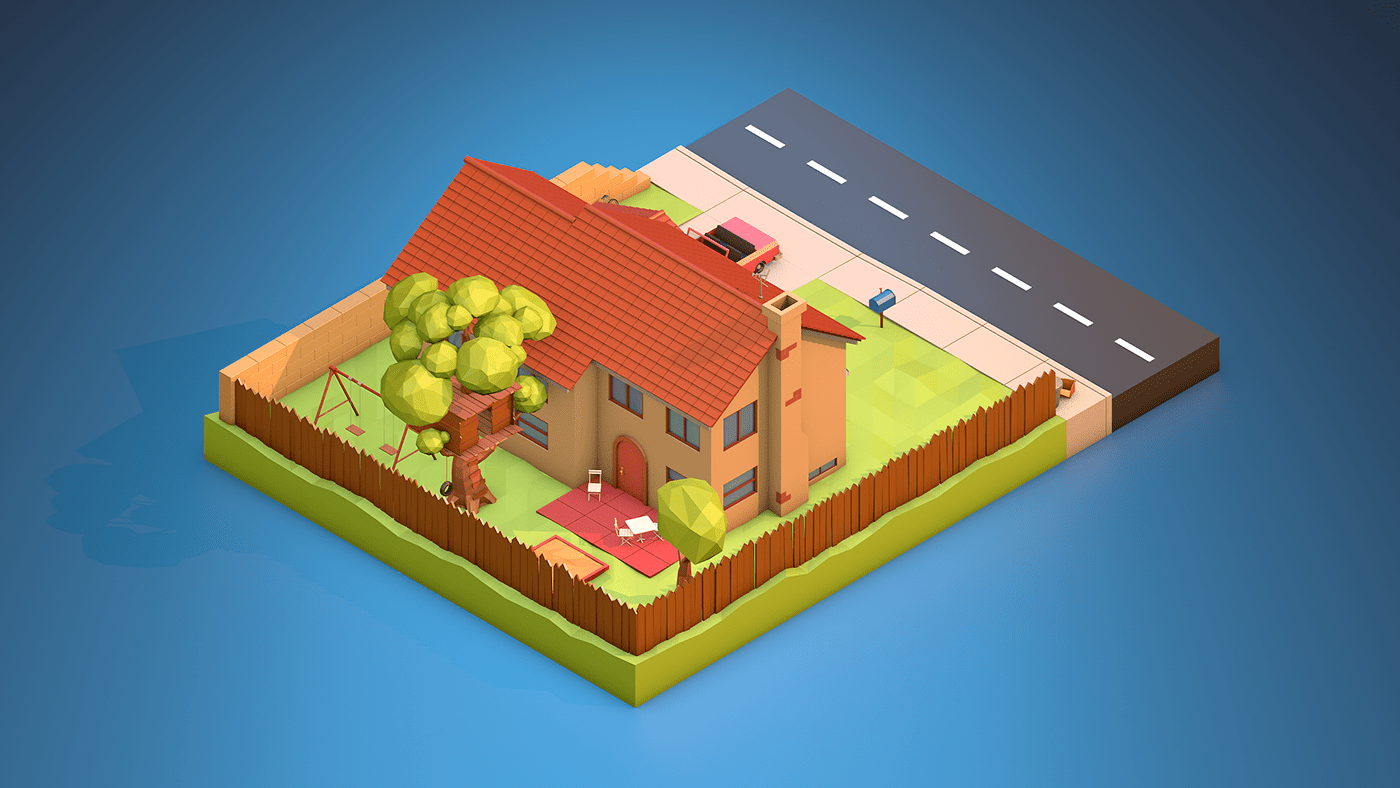 art design Diorama house ILLUSTRATION  LOW lowpoly Lowpolyart poly simpsons