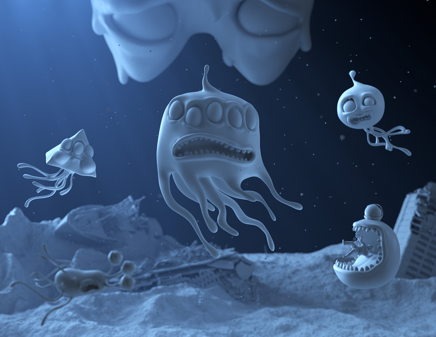 monster underwater sea creature funny slime gooey Character
