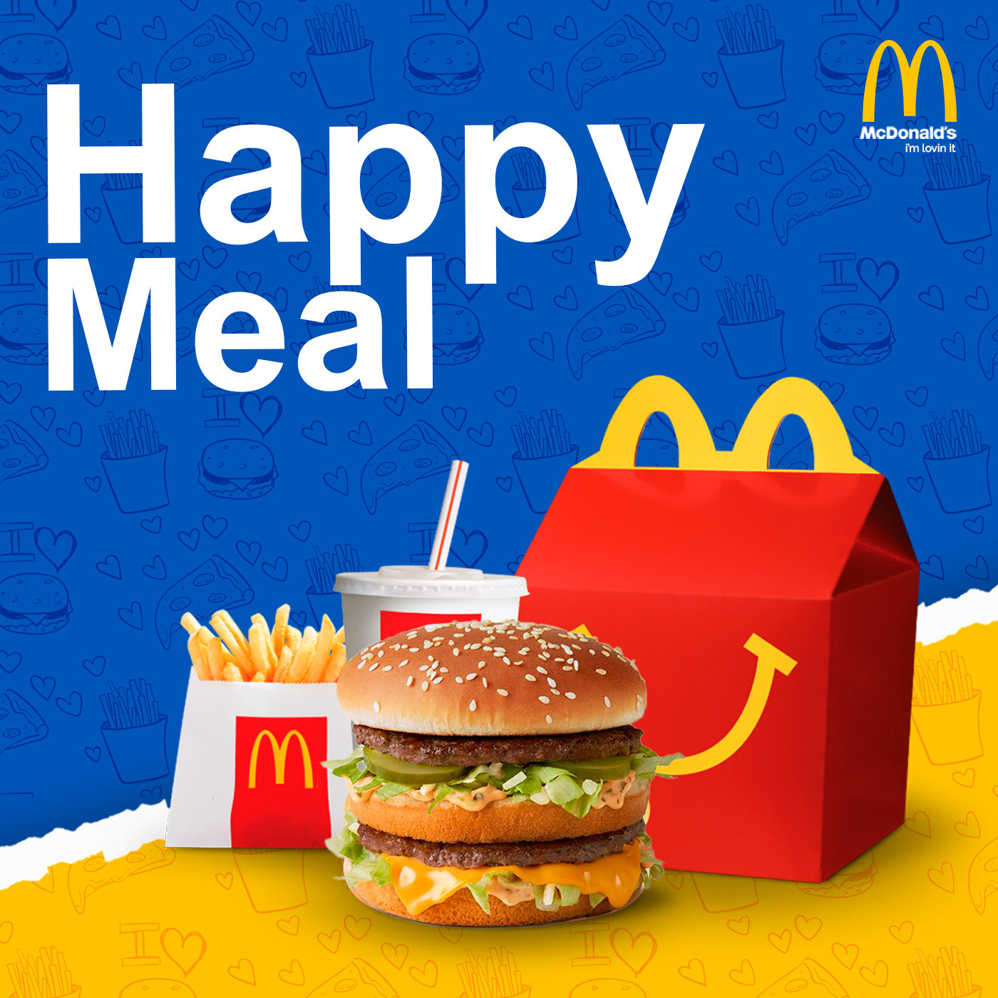 hamburger Food  Advertising  Graphic Designer Social media post ads Socialmedia McDonalds happymeal burger