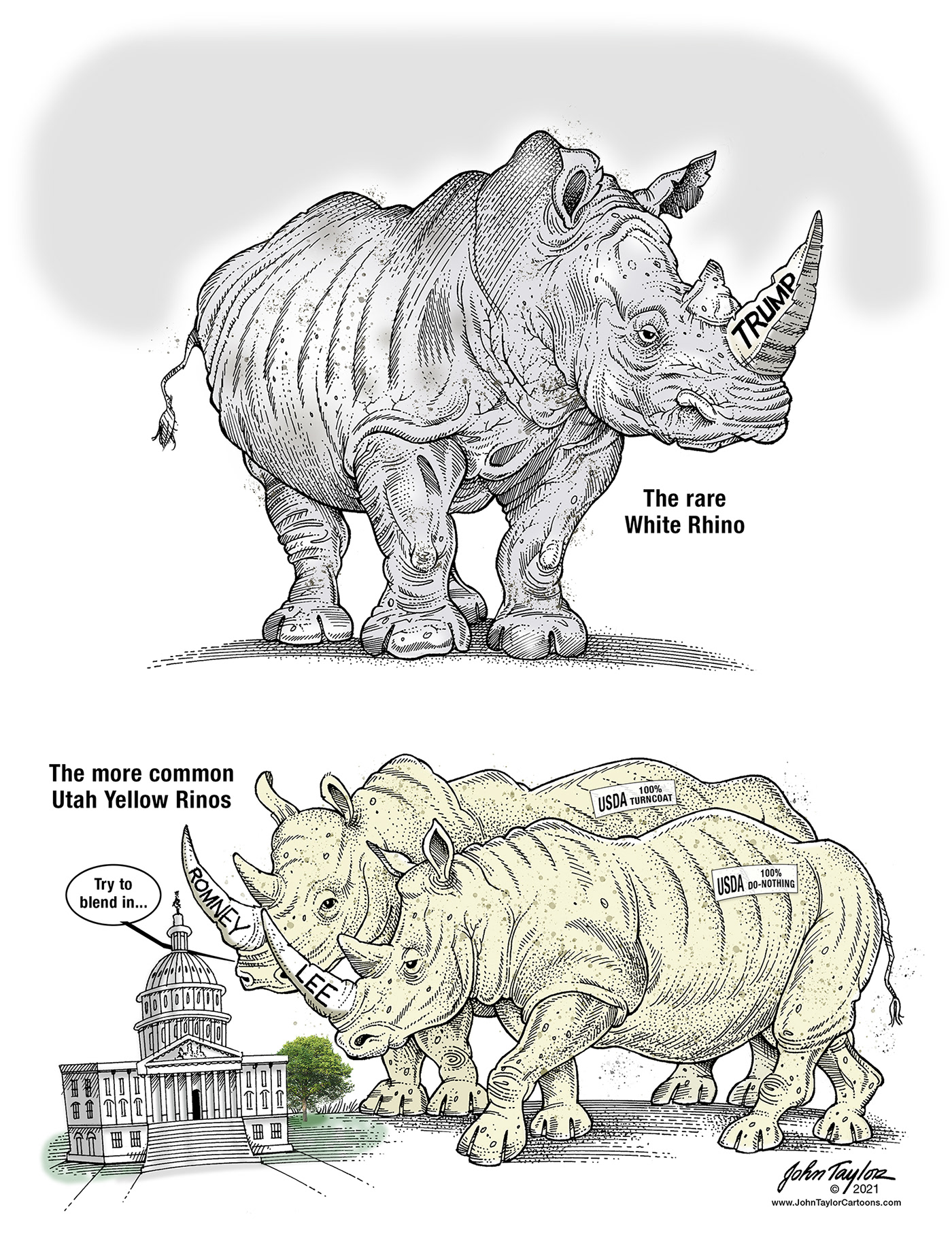 political cartoon editorial cartoon washington dc senators mitt romney utah mike lee rinos Traitors