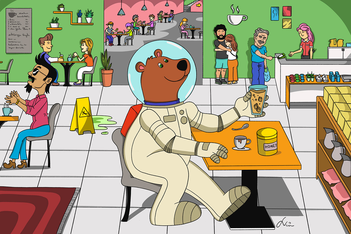bear astronaut Coffee Love people tea