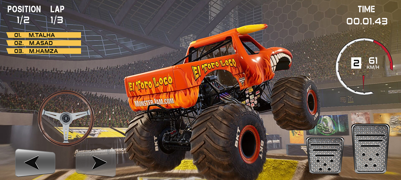 games GUI MONSTER GAM UI Monster truck game ui Racing Game UI Stunt Game UI truck game ui hamza jutt