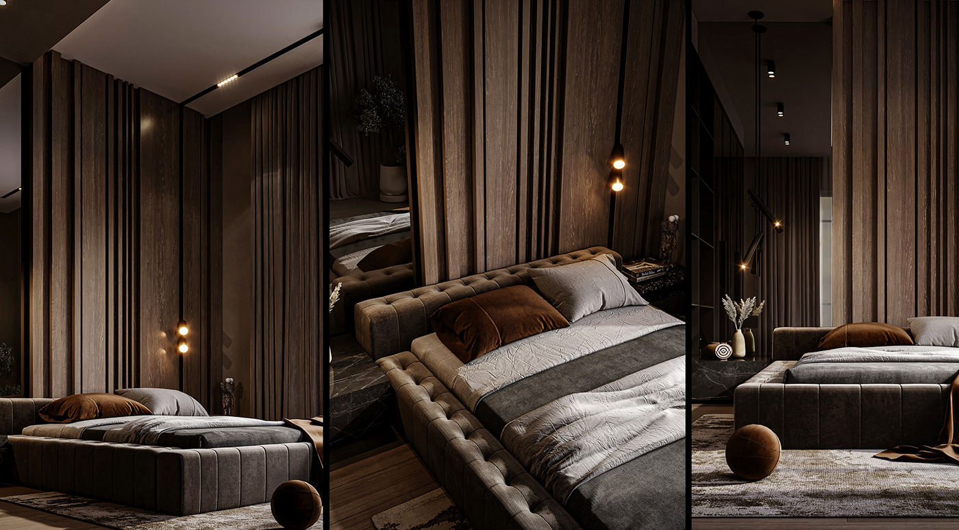 furniture architecture bedroom bedroomdesign dark 3dmax Render visualization