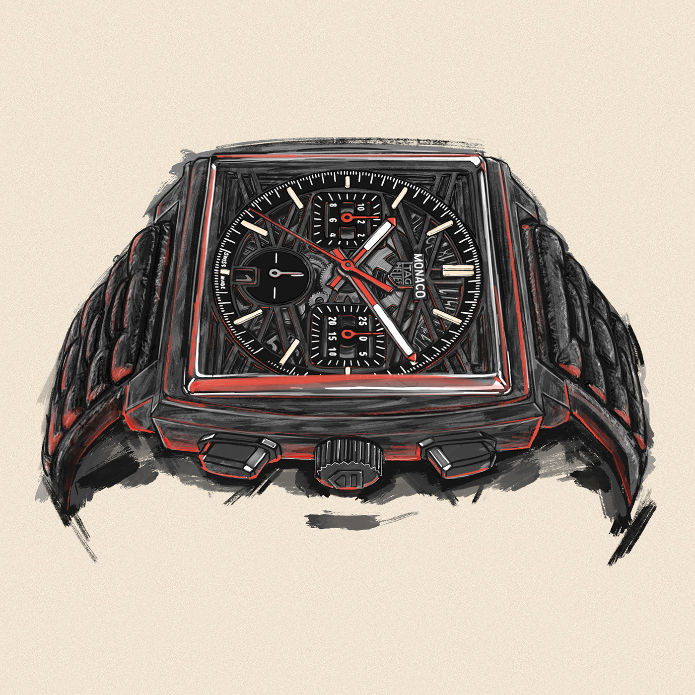 carbon darklord handmade horology luxury Monaco tagheuer uniquepiece watch WatchDesign