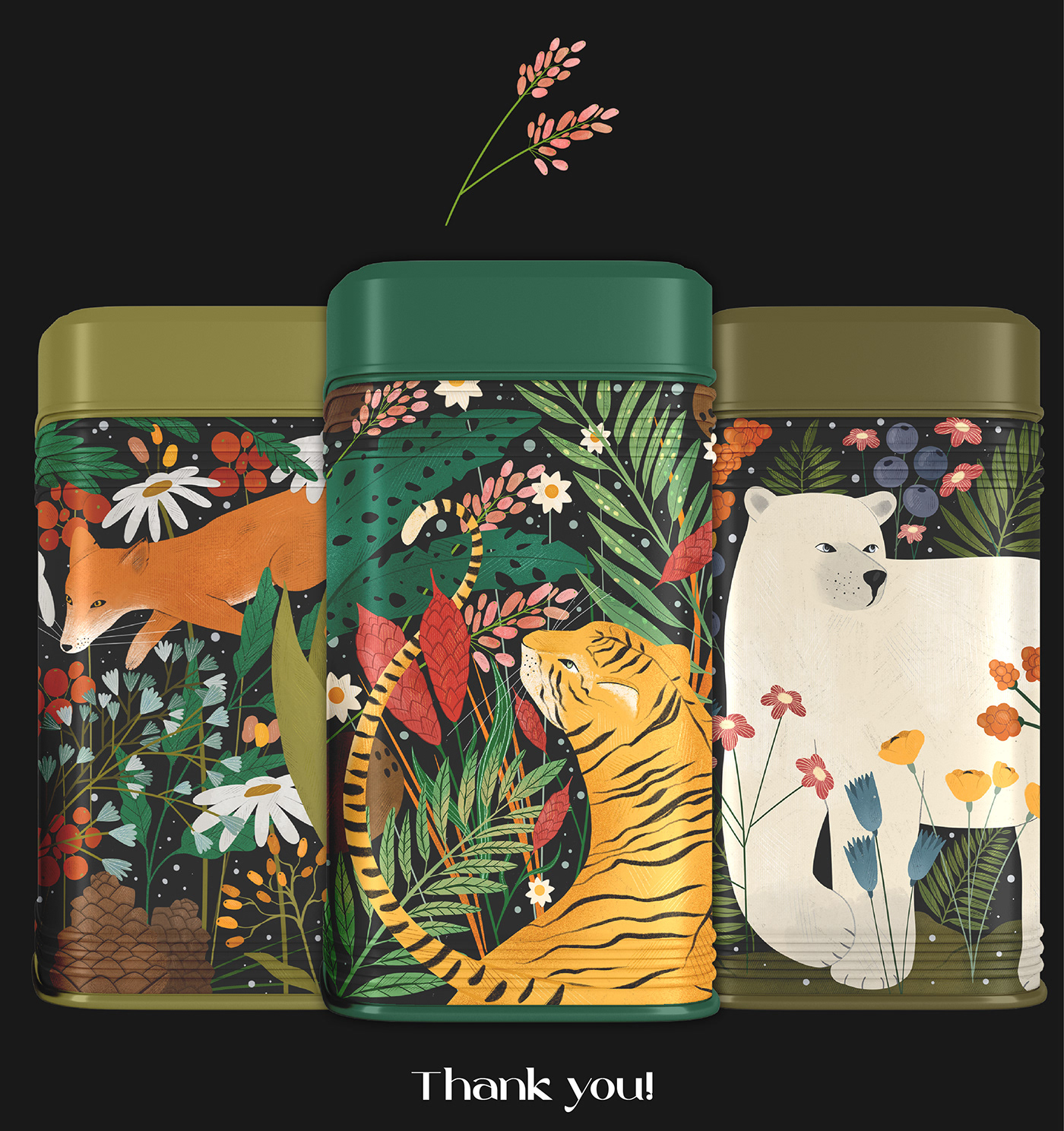 animal illustration bear botanical botanical illustration FOX Packaging product design  Tea Packaging tiger food illustration