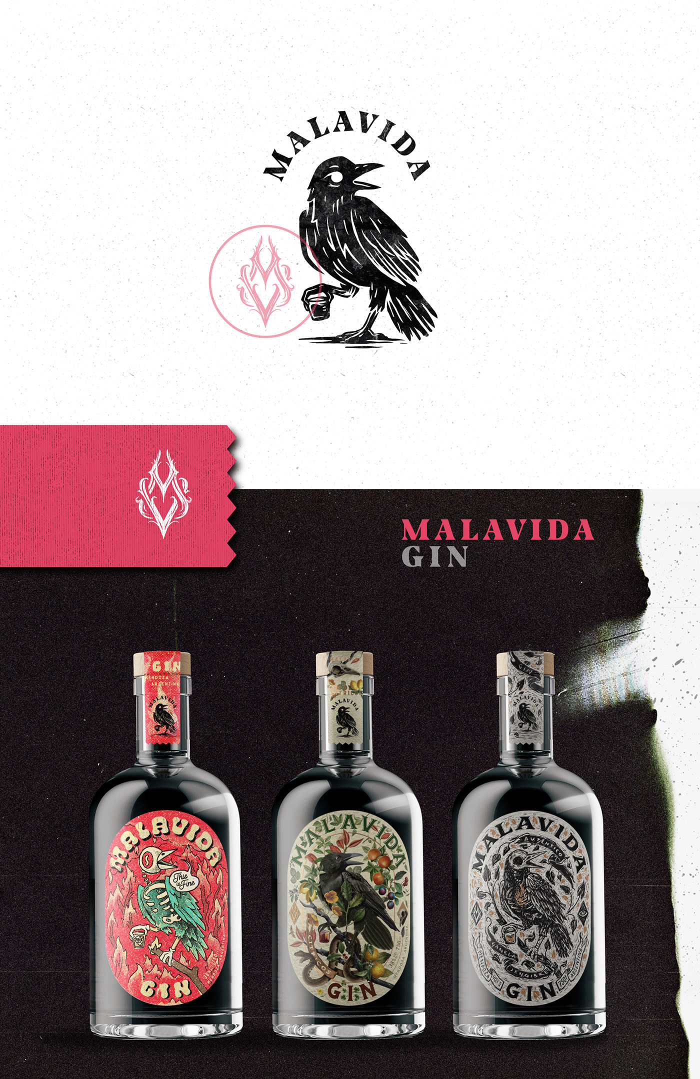 gin malavida Packaging cuervo raven crow argentina Mala Vida badlife