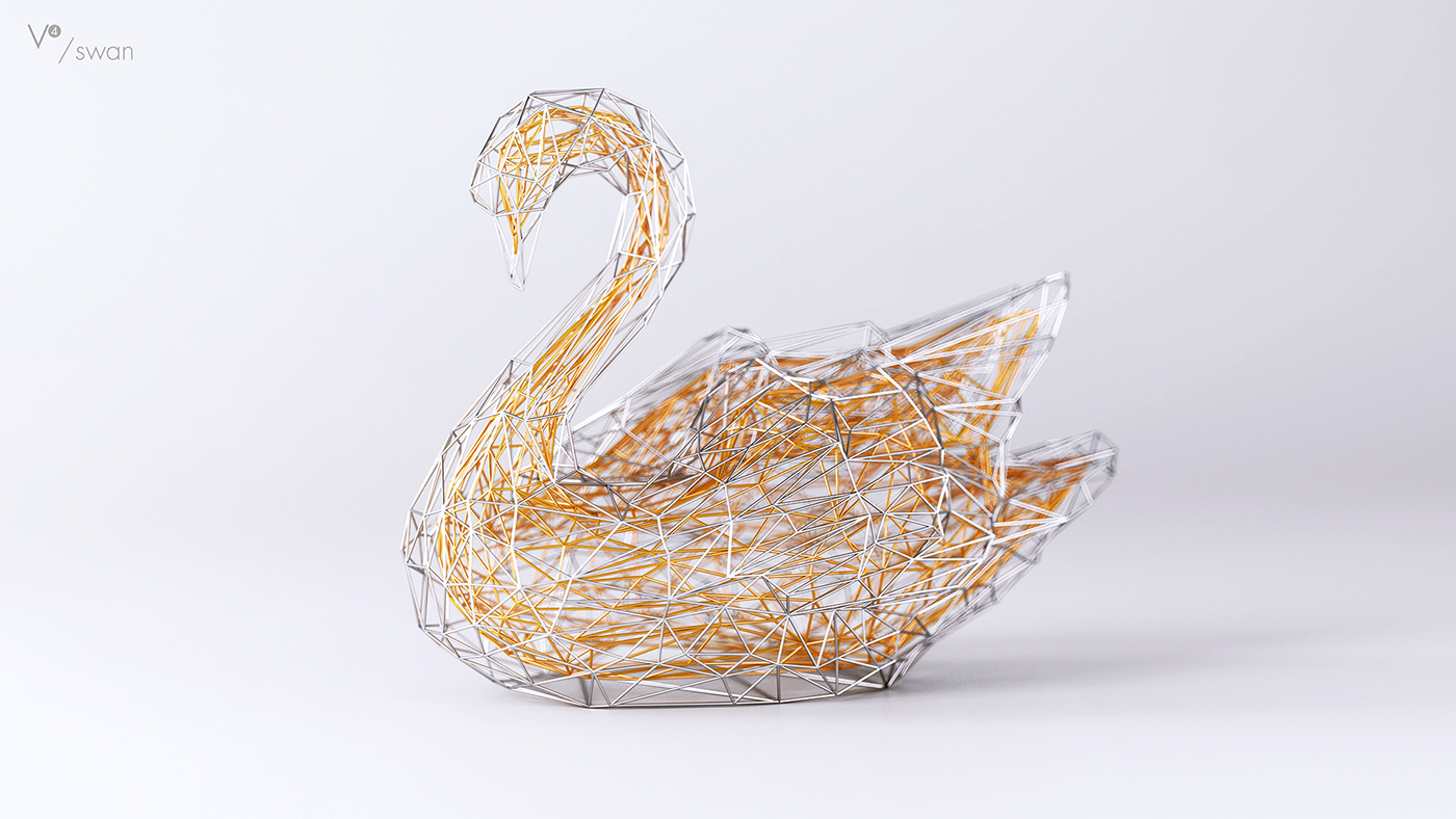 Wires wire sculpture animal concept beauty seahorse swan template sale
