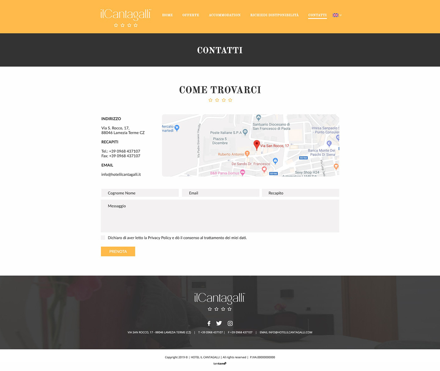 bed and breakfast design hotel template UX UI web site