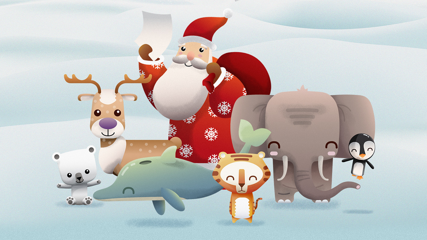WWF game mobile Poste italiane Santa Claus animals Advertising  ILLUSTRATION 
