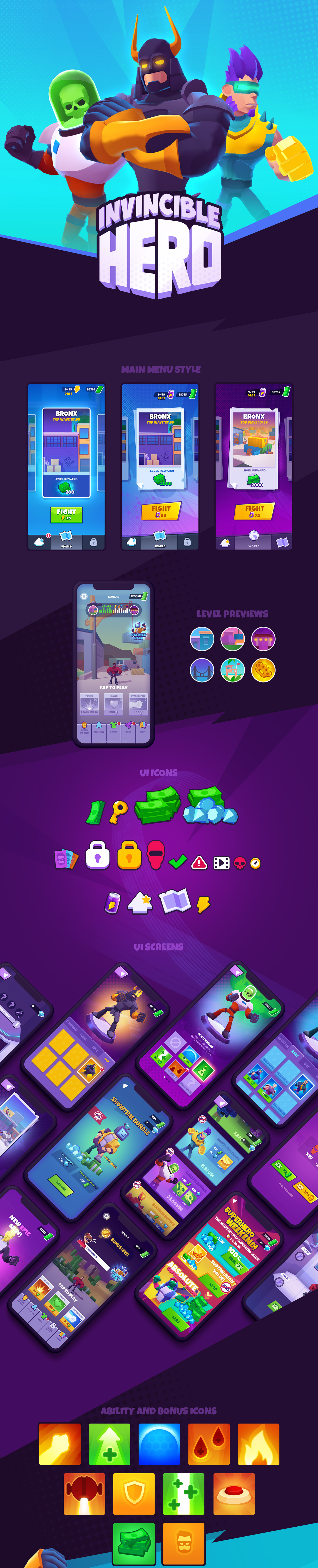 2D 3D Game Art Hero hypercasual icons Low Poly mobile stylized UI