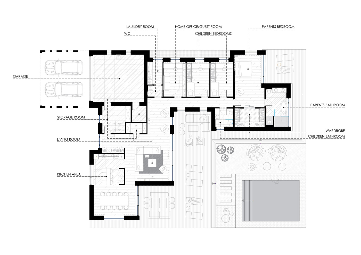 architecture archviz contemporary kitchen living room modern visualization CGI corona render  interior design 