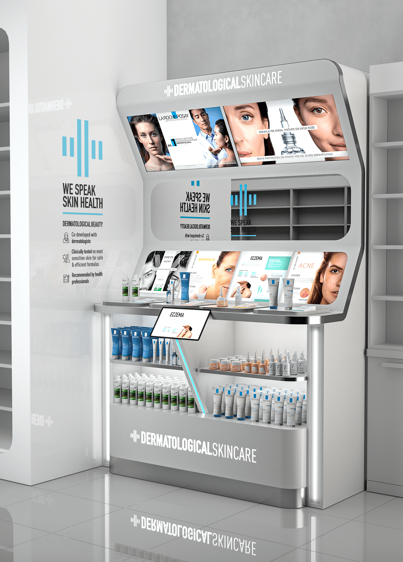 vichy Larocheposay skincare dermatology beauty medical Display posm design Retail
