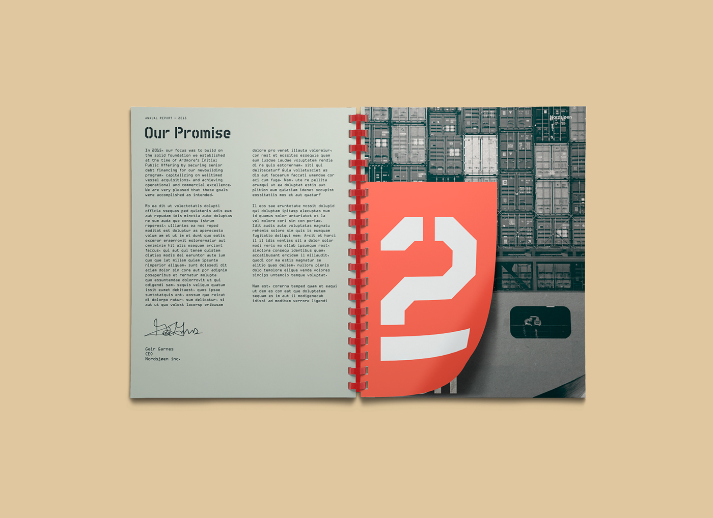 graphic design  print design typography   annual report shipping norway boat container editorial