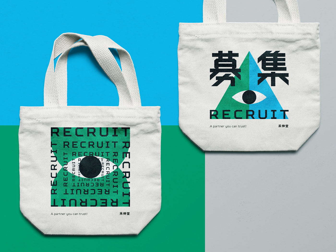 recruit graphic design  eyes blue green bag cool