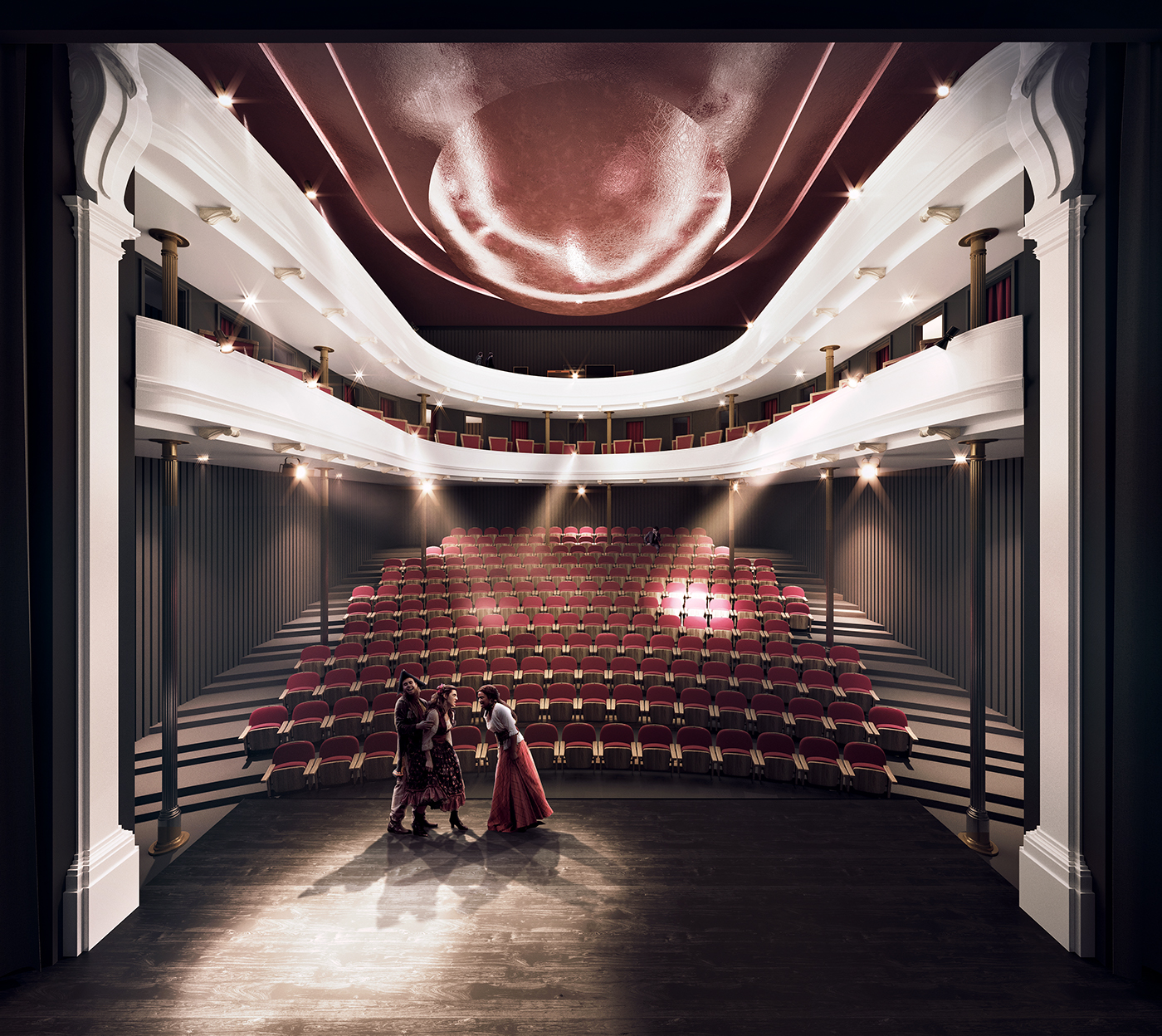 Theatre refurbishment Kielce auditorium cafe courtyard 1st Prize Competition Architectural competition wxca