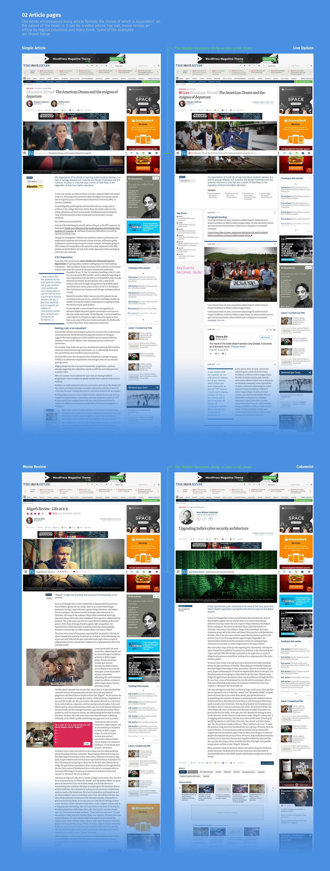The Hindu news website news User Experience Design ux UI Interaction design  graphic design 