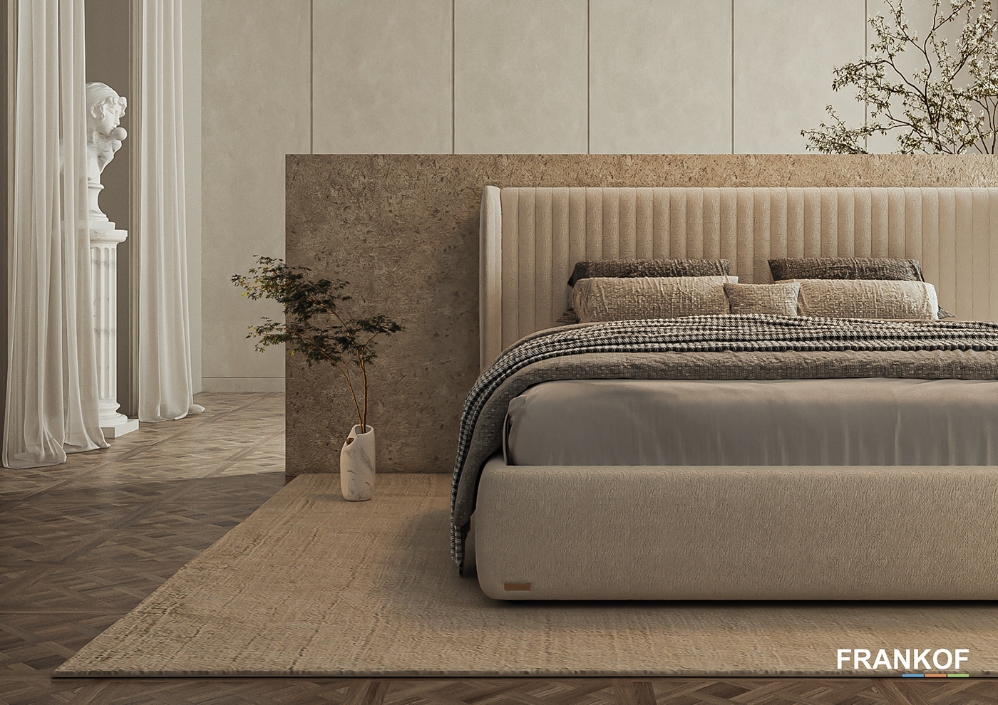 bed furniture Interior Render visualization