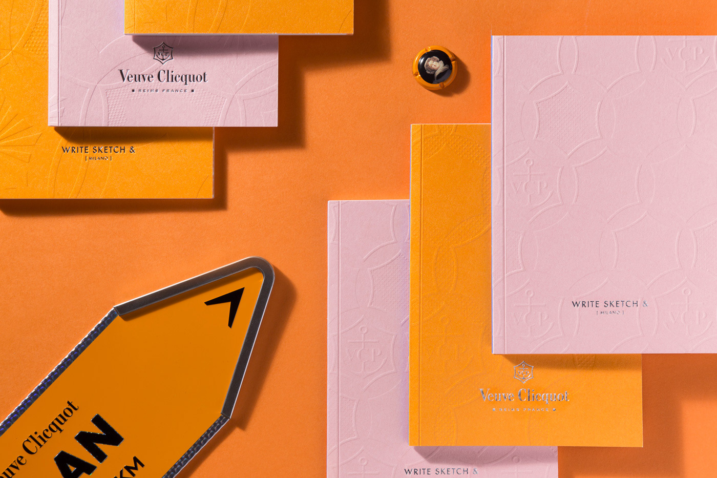 Champagne notebook notebooks Stationery Veuve Clicquot luxury print design  embossing paper