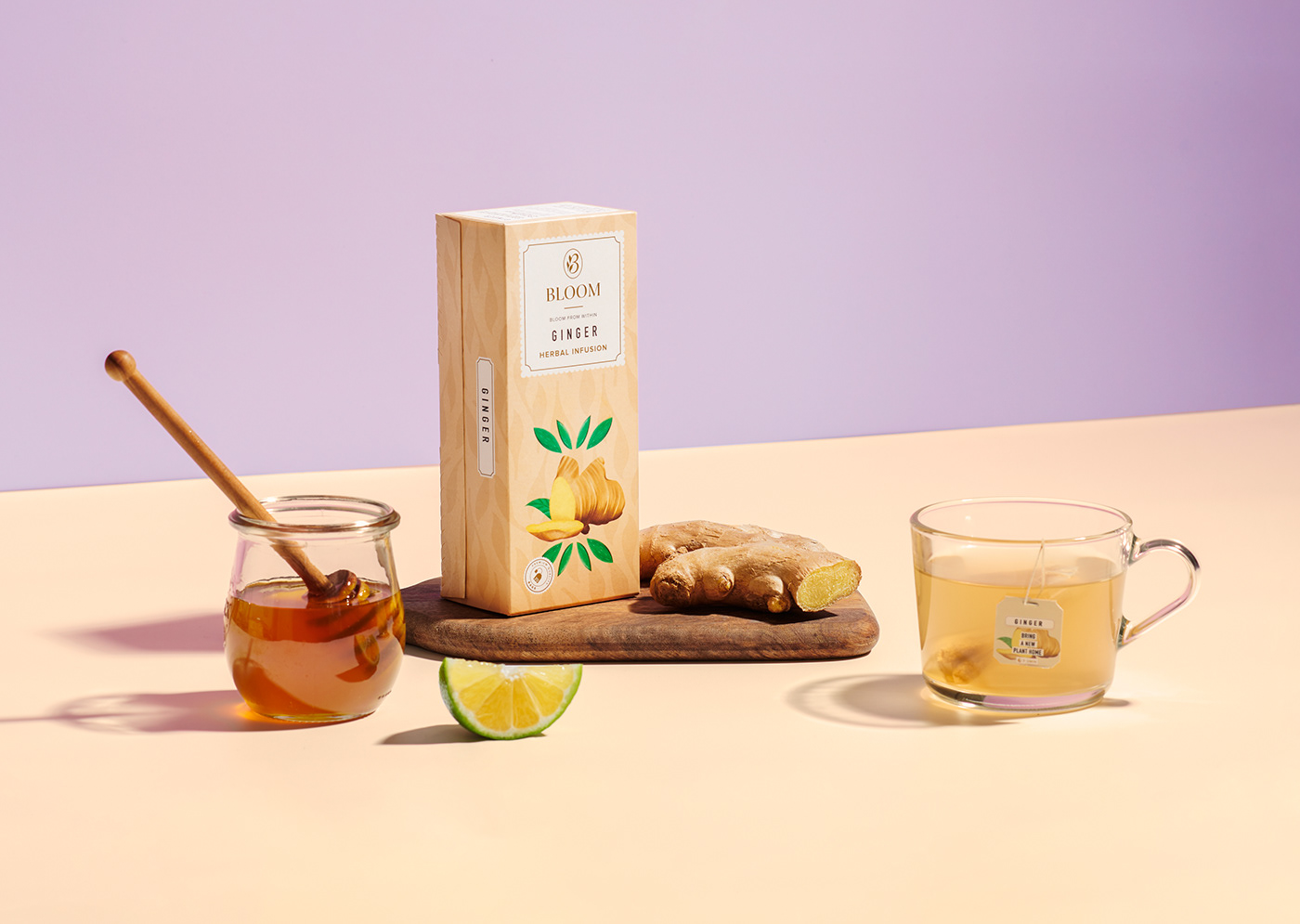 branding  Digital Art  drink healthy Packaging beverage bloom herbal pastel tea