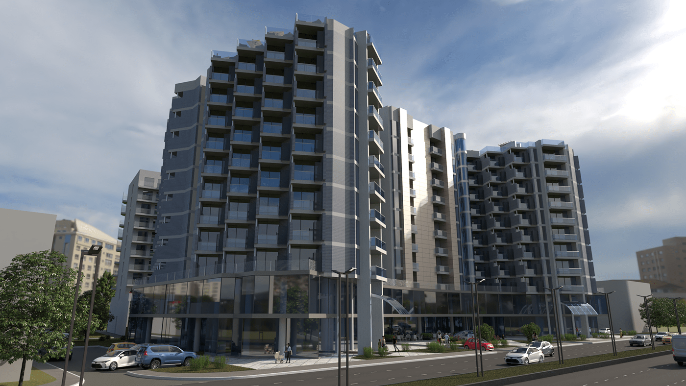 3D 3ds max apartment architecture design exterior Render visualization vray