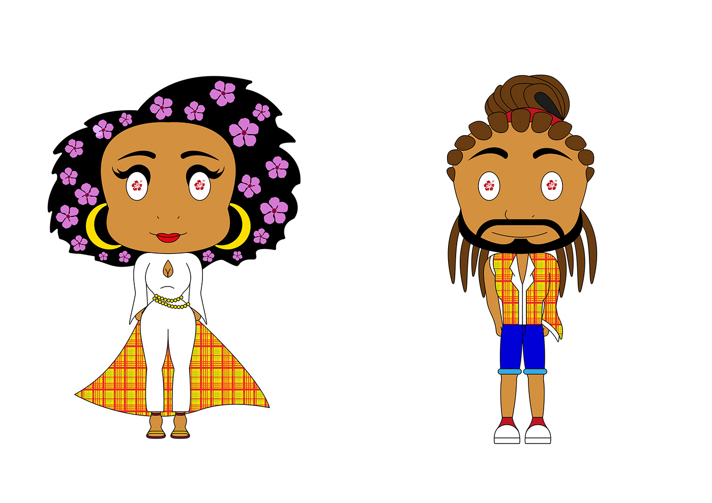 Caribbean Food  Mascot Drawing  digital illustration Graphic Designer Character design  Flowers Madras culture