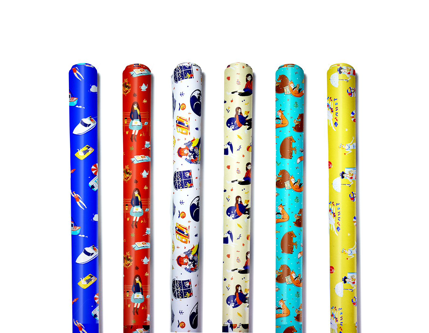 patter ILLUSTRATION  dogs winter Wrapping paper Christmas tea books girl