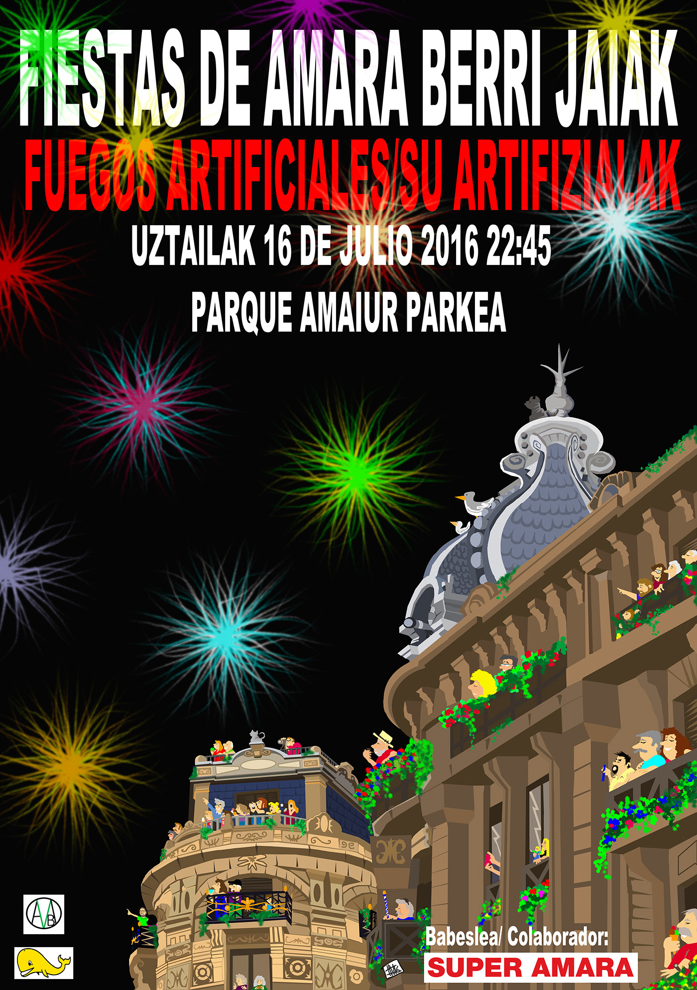 night awarded poster fiestas cartel donostia Digital Art  digital illustration Original Unique