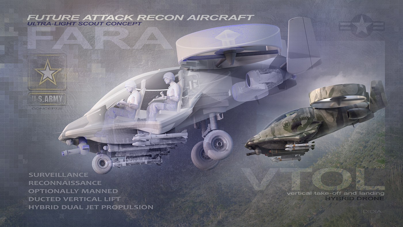 concept art CGI keyshot army VTOL defense Aircraft FARA dod army concept
