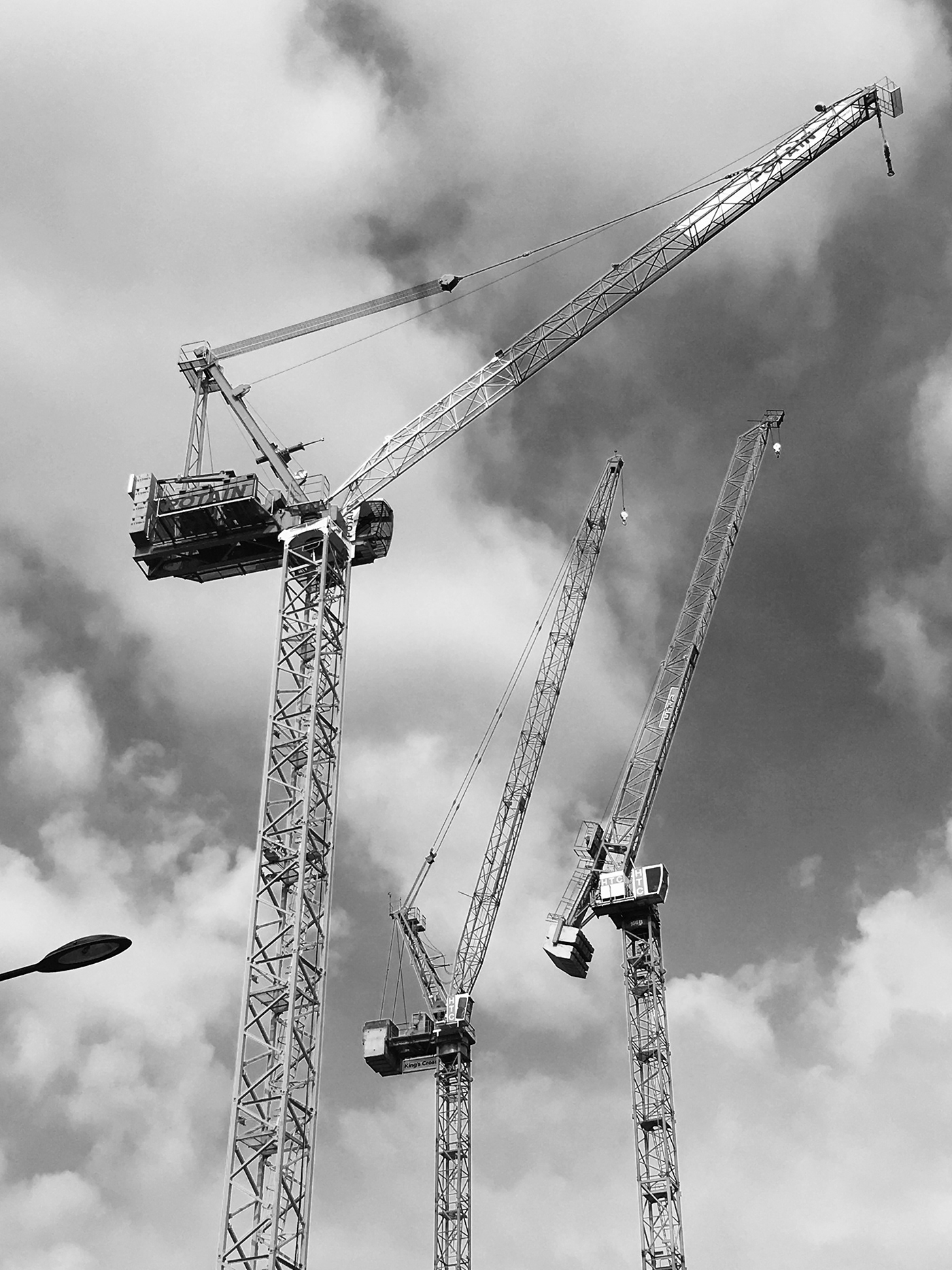 SKY black and white Photography  cranes London UK england clouds kings cross