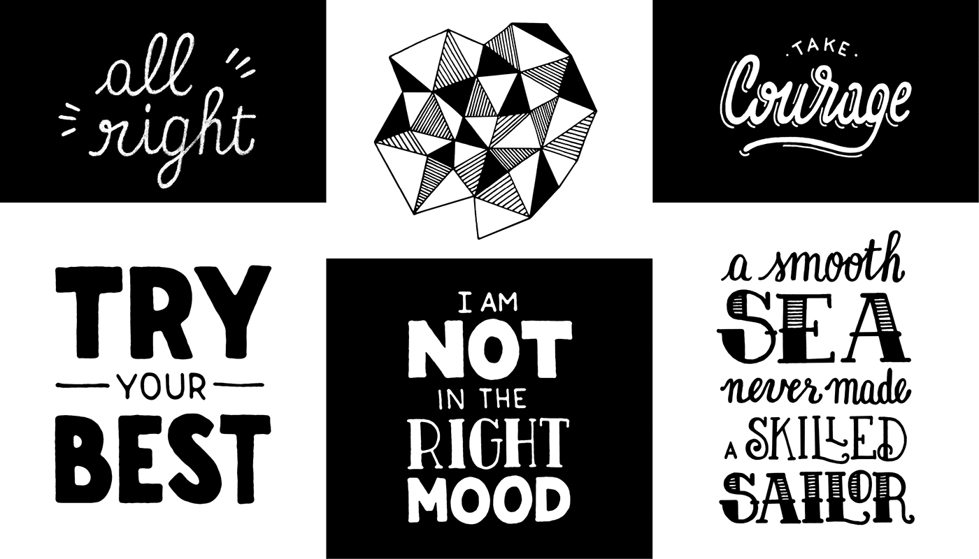 lettering HAND LETTERING handmade type black & white Collection Drawing  typography   hand-lettering doodle