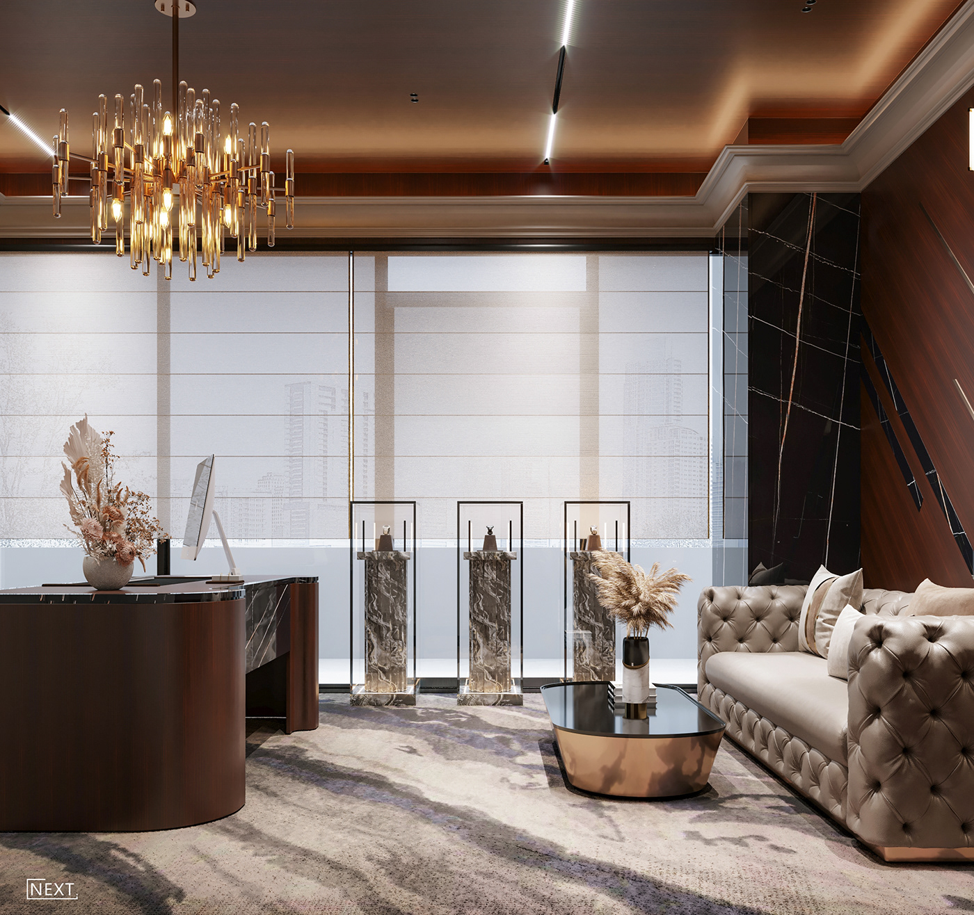 contemporary desk elegant Interior luxury luxury office Marble Office Office Design wood