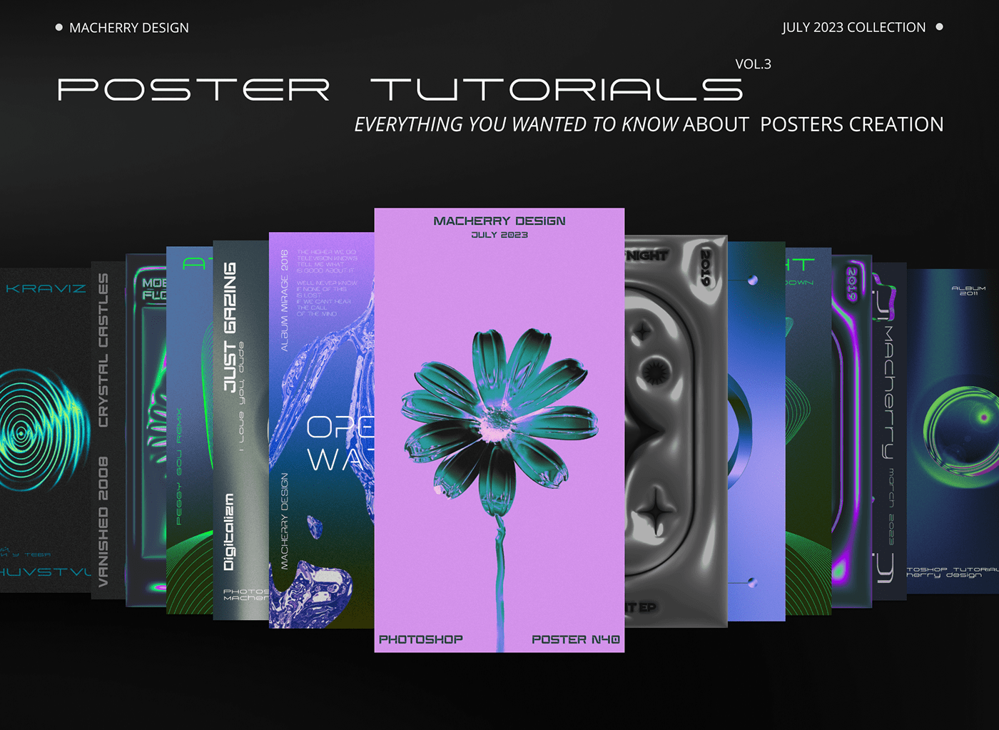 techno poster music poster Event Poster tutorial party poster abstract design Flower Poster futuristic electronic music