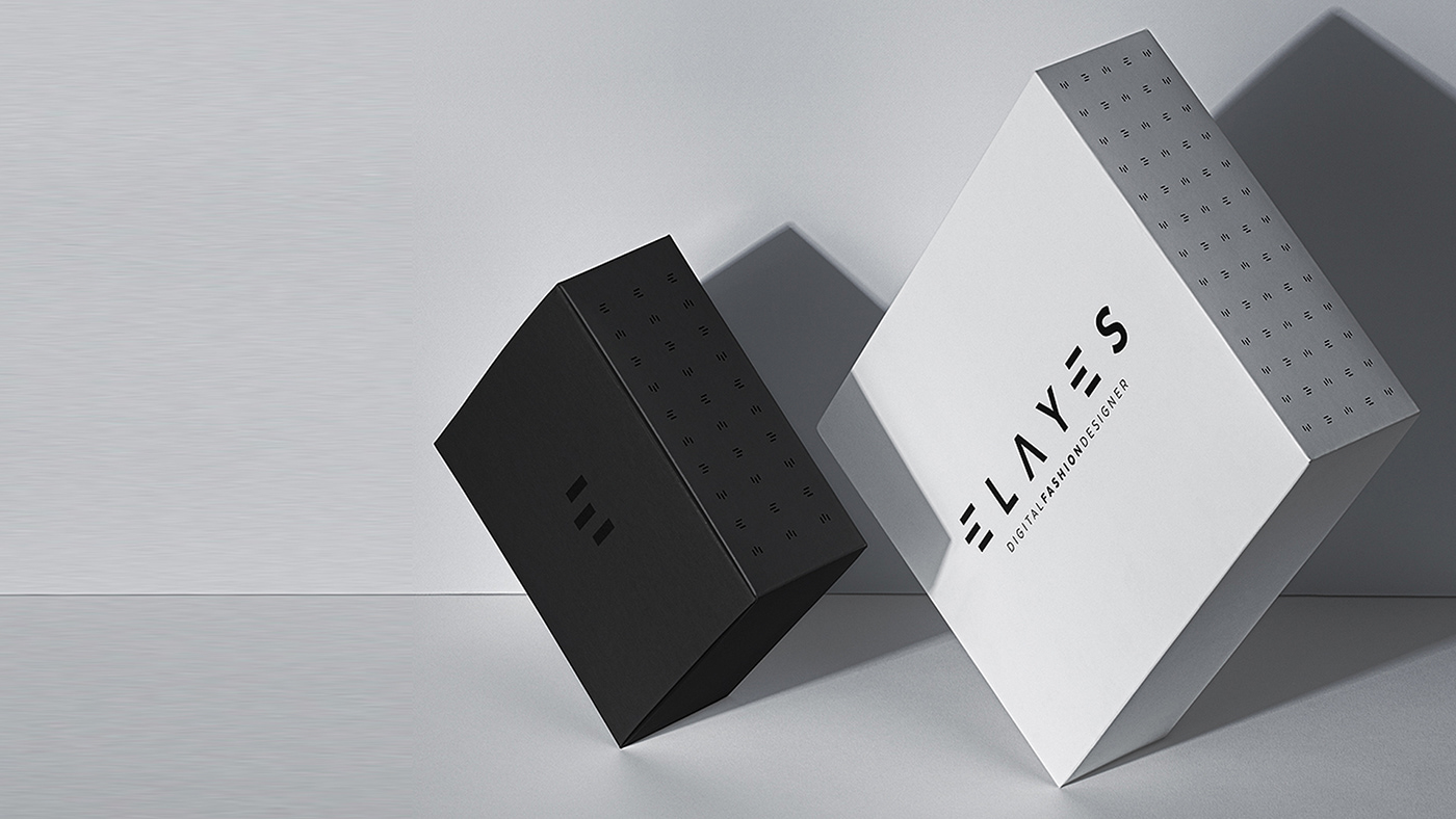 Fashion  branding  Packaging Layout 3D minimal black and white fashion design brand identity curated
