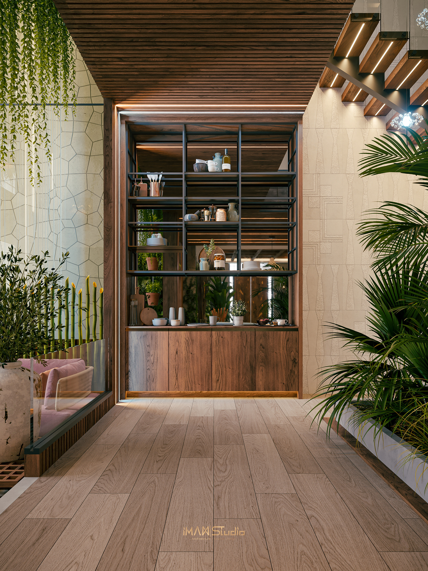 architecture archviz garden interior design  Into the nature Spa Tropical visualization