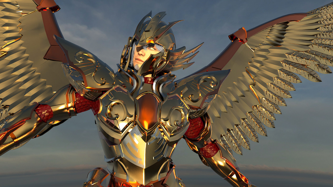3D 3dmodel anime Armor Character costume knight manga Render Saint Seiya