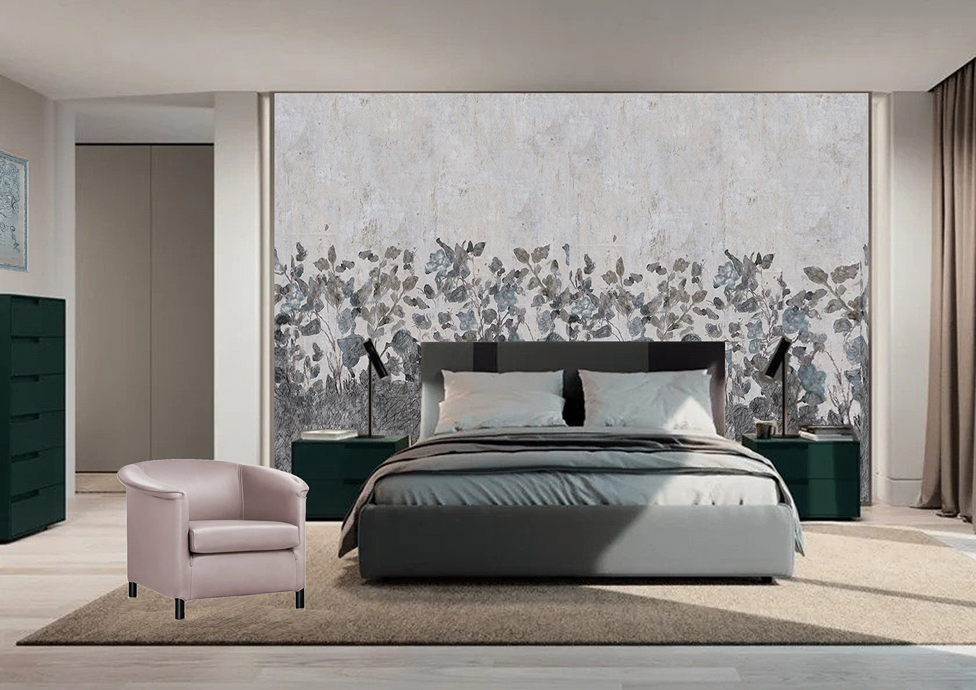 architecture bedroom interior design  living room Mockup modern moodboard Render visualization